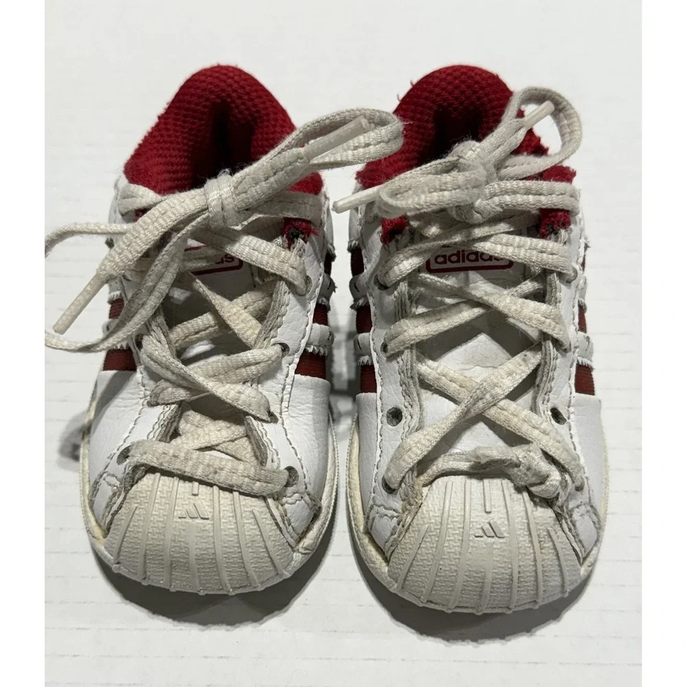 ADIDAS SUPERSTAR adiFIT - Vintage Red & White Rubber Toe Shoes - Toddler Size 4K